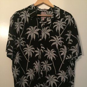 A-Frame (Stich Fix) Blue Palm Tree Button Up SS XL